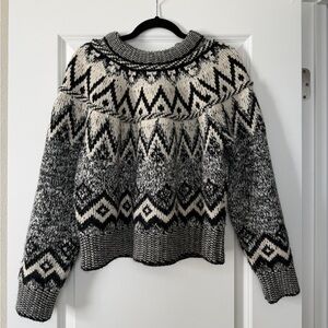 Zara Black and Cream Geometric Sweater